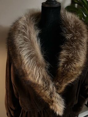 Vintage 80s/90sMarvin Richards Brown Genuine Suede, Real Fur Collar
